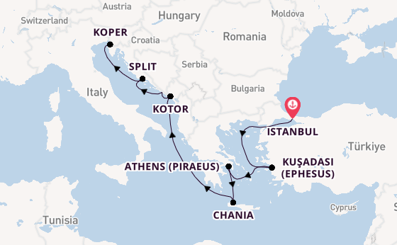 Mediterranean Sea from Istanbul, Turkey with the Sonata (Oceania)