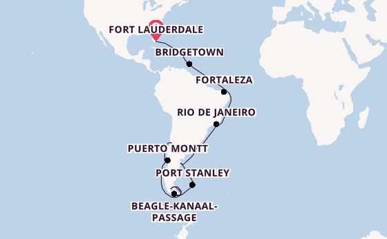 Zuid-Amerika vanaf Fort Lauderdale, Verenigde Staten met de Majestic Princess
