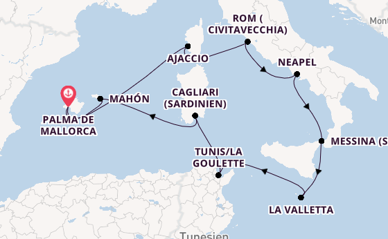 Westliches Mittelmeer ab Palma de Mallorca, Spanien auf AIDAstella