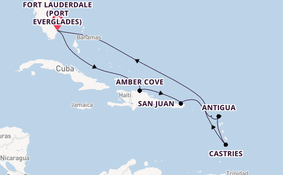 Caribbean from Fort Lauderdale (Port Everglades), Florida, USA with the Enchanted Princess