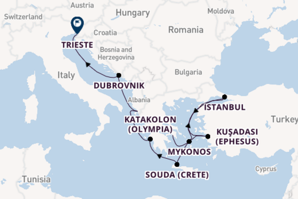 Eastern Mediterranean from Athens (Piraeus), Greece with the Oosterdam