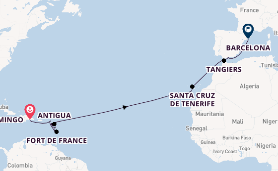 Caribbean from Santo Domingo, Dominican Republic with the Costa Favolosa