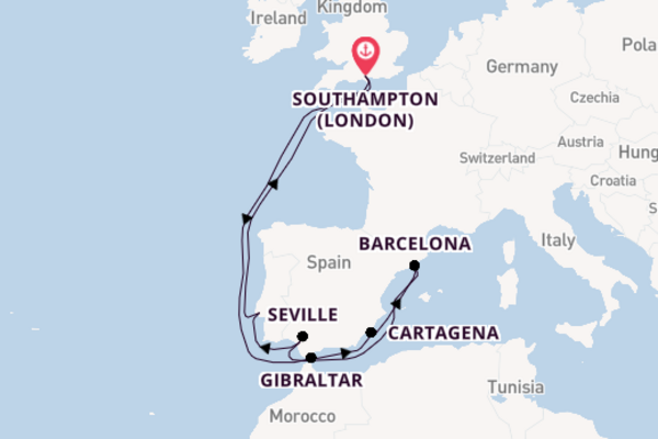 Western Mediterranean from Southampton (London), England, United Kingdom with the Iona