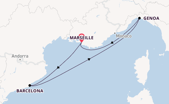 Western Mediterranean from Marseille, France with the MSC Magnifica