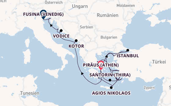 Östliches Mittelmeer ab Piräus (Athen), Griechenland auf der Seabourn Ovation