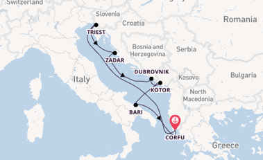 Middellandse Zee vanaf Corfu, Griekenland met AIDAblu