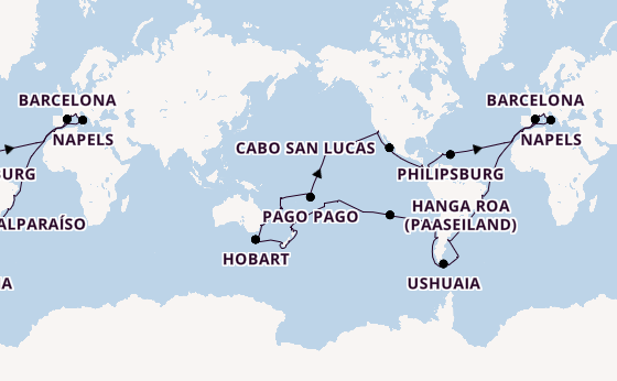 Wereldreizen vanaf Civitavecchia (Rome), Italië met de MSC Magnifica