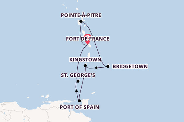 Southern Caribbean from Fort de France, Martinique with the MSC Meraviglia