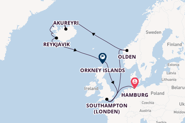 Arctica vanaf Hamburg, Duitsland met de Queen Victoria