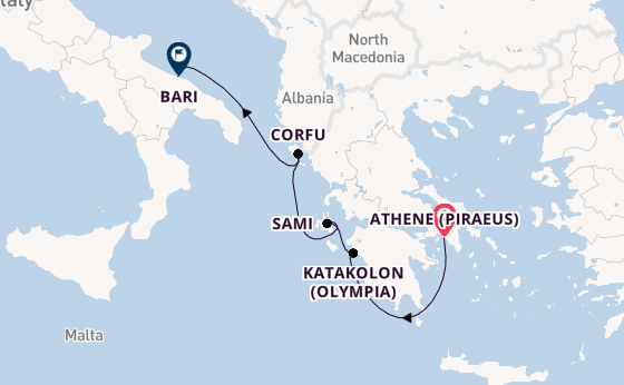 Oostelijke Middellandse Zee vanaf Athene (Piraeus), Griekenland met de MSC Sinfonia