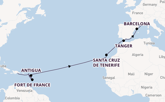 Caribbean vanaf Santo Domingo, Dominicaanse Republiek met de Costa Favolosa