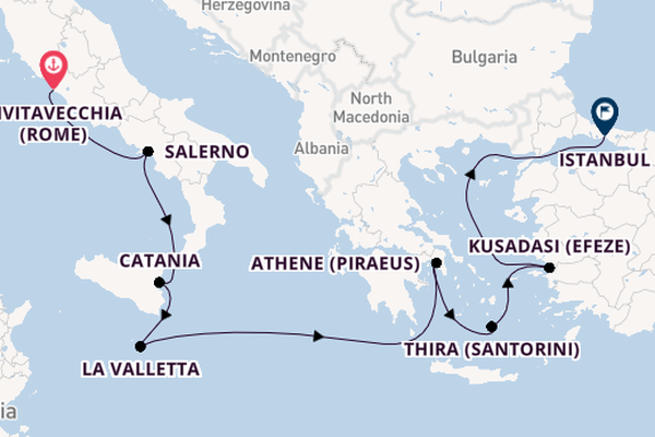 Middellandse Zee vanaf Civitavecchia (Rome), Italië met de Norwegian Viva