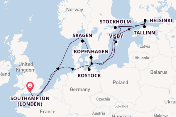 Engeland vanaf Southampton (Londen), Engeland met de Sky Princess