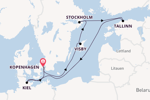 Ostsee ab Kopenhagen, Dänemark auf der EXPLORA V