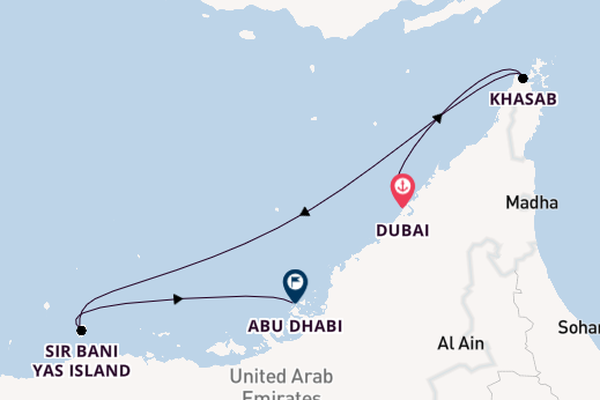 Arabian Gulf from Dubai, United Arab Emirates with the Celestyal Journey