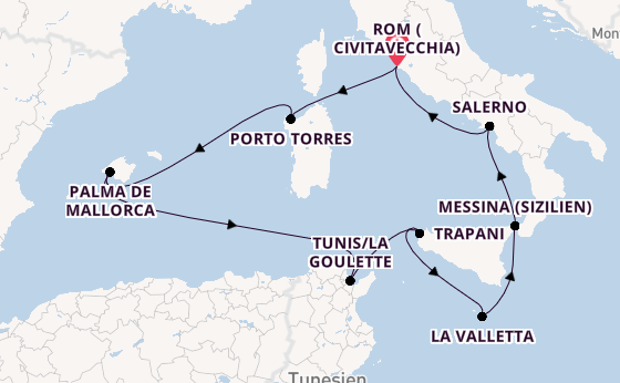 Westliches Mittelmeer ab Civitavecchia (Rom), Italien auf der Allura 