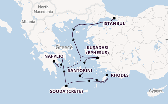 Eastern Mediterranean from Athens (Piraeus), Greece with the Oosterdam