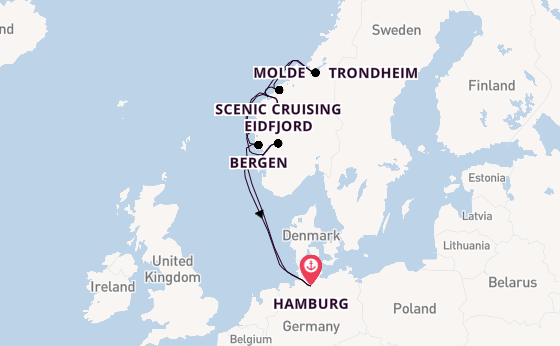 Noorwegen vanaf Hamburg, Duitsland met AIDAprima