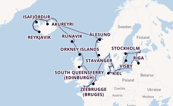 Arctic Ocean from Southampton, England with the Caribbean Princess