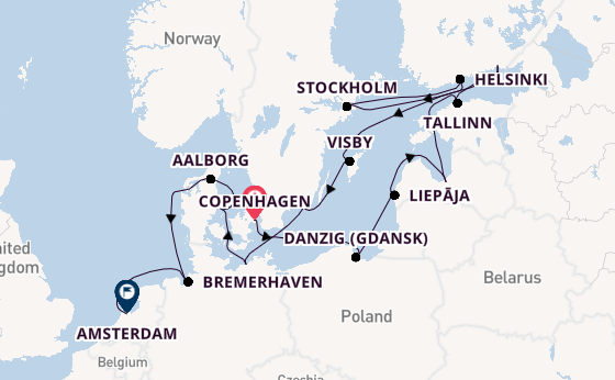 Europe from Copenhagen, Denmark with the Seven Seas Mariner