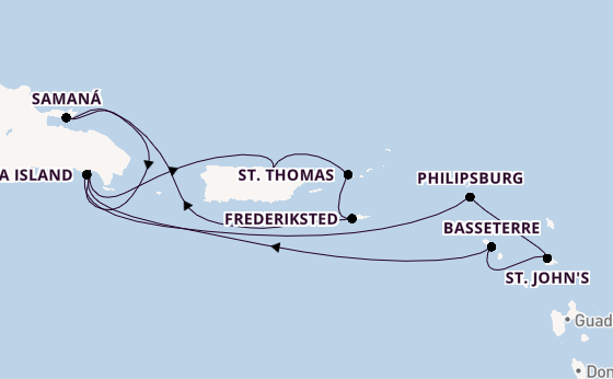 Caribbean vanaf La Romana, Dominicaanse Republiek met de Mein Schiff 1