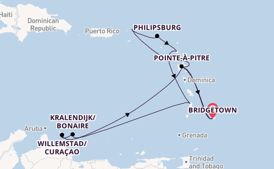 15 day trip on board the Renaissance from Bridgetown