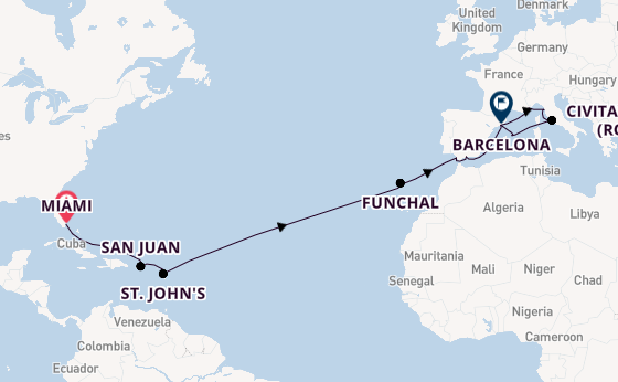 trans-Atlantisch vanaf Miami, Verenigde Staten met de EXPLORA II