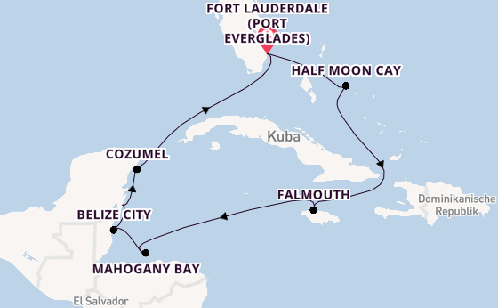 Karibik ab Fort Lauderdale (Port Everglades), USA auf der Rotterdam