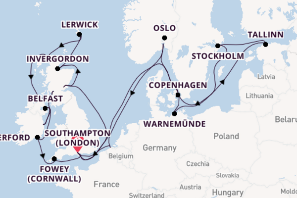 British Isles from Southampton with the Vista