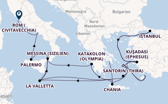 Mittelmeer ab Piräus (Athen), Griechenland auf der Enchanted Princess