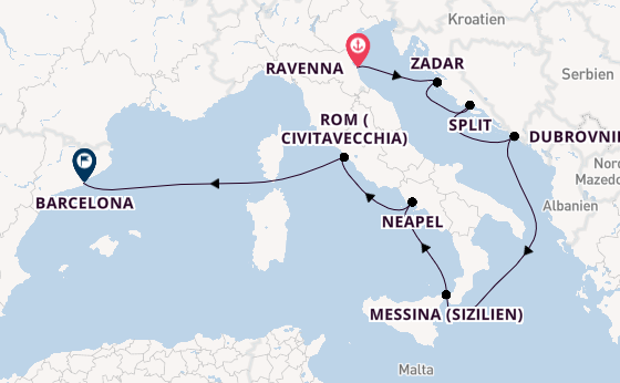 Mittelmeer ab Ravenna, Italien auf der Mariner of the Seas