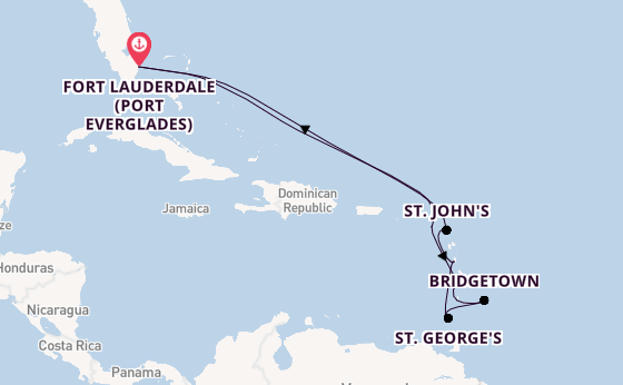 Southern Caribbean from Fort Lauderdale (Port Everglades), Florida with the Celebrity Eclipse