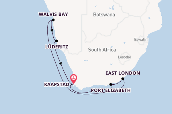 Zuidelijk Afrika vanaf Kaapstad, Zuid-Afrika met AIDAsol