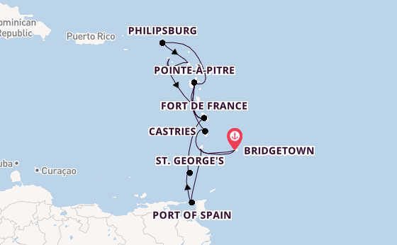 Southern Caribbean from Bridgetown, Barbados with the MSC Meraviglia