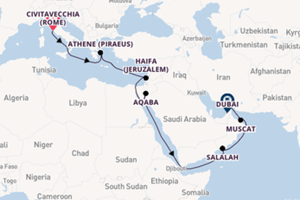 Cruise naar Dubai via Athene (Piraeus)