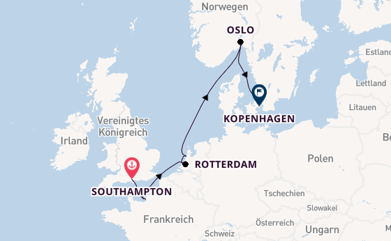 England ab Southampton, Großbritannien auf der Norwegian Star