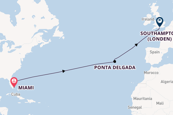 trans-Atlantisch vanaf Miami, Verenigde Staten met de Queen Elizabeth