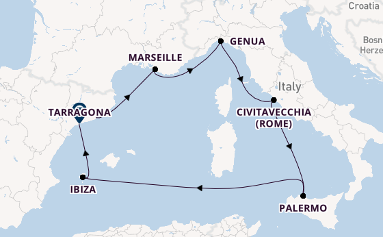 Westelijke Middellandse Zee vanaf Barcelona, Spanje met de MSC Seaview