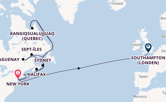 trans-Atlantisch vanaf New York, Verenigde Staten met de Queen Mary 2