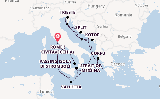 Mediterranean Sea from Rome (Civitavecchia), Italy with the Queen Victoria
