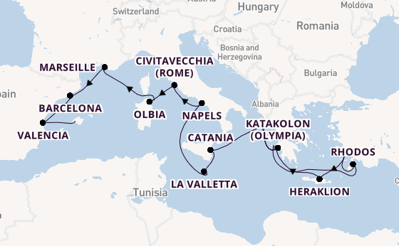 Middellandse Zee vanaf Corfu, Griekenland met AIDAblu