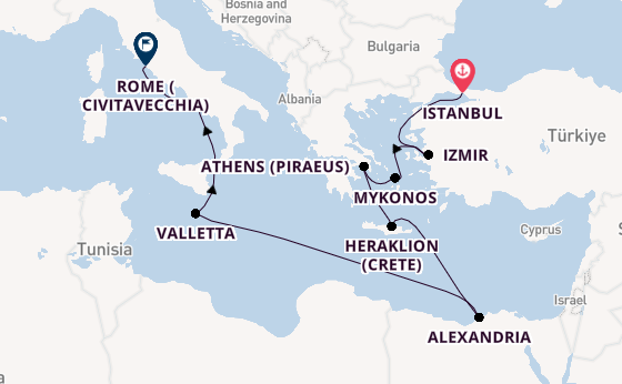 Mediterranean Sea from Istanbul, Turkey with the Seven Seas Navigator