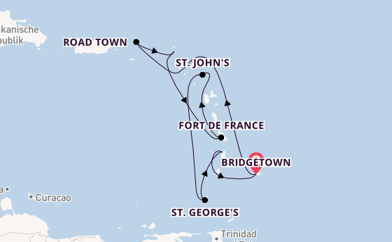 Südliche Karibik ab Bridgetown, Barbados auf der Iona
