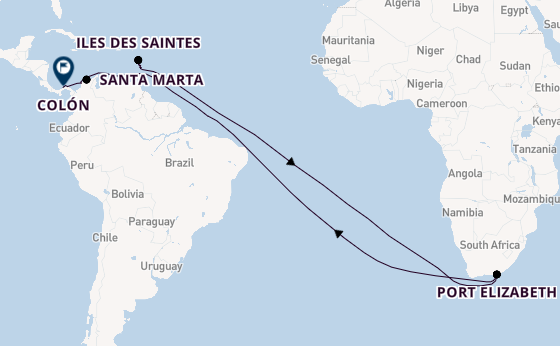 trans-Atlantisch vanaf Fort de France, Martinique met de Le Bellot