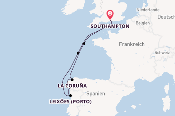 England ab Southampton, Großbritannien auf der Queen Victoria