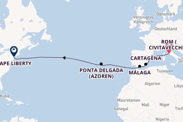 Transatlantik ab Civitavecchia (Rom), Italien auf der Odyssey of the Seas