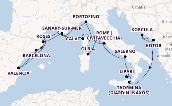 Western Mediterranean from Dubrovnik, Croatia with the Seabourn Ovation 