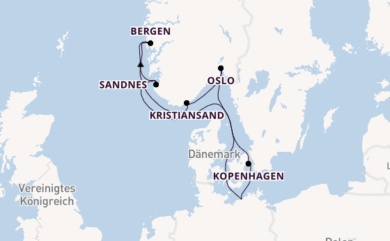 Norwegen ab Warnemünde, Deutschland auf der MSC Splendida