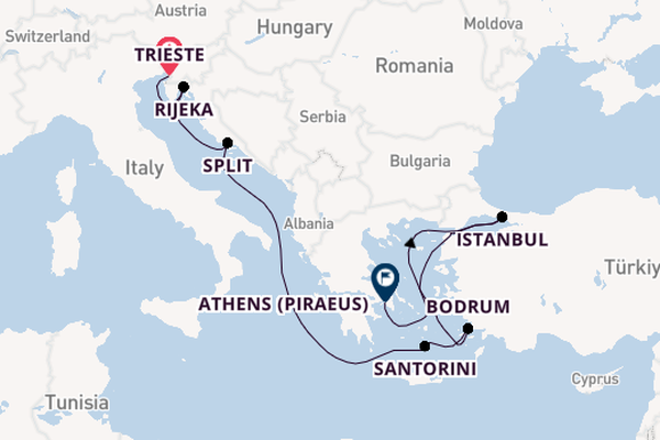 Mediterranean Sea from Trieste, Italy with the Oosterdam