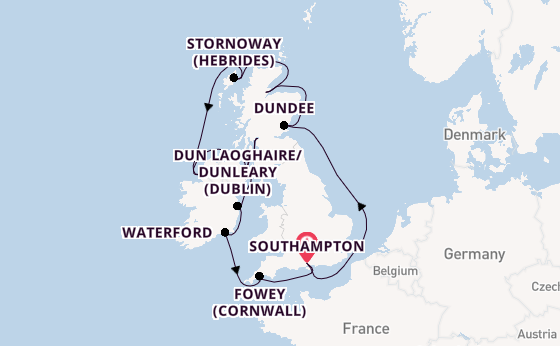 British Isles from Southampton, England with the Marina